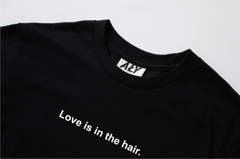 Marvin Lin X Aly Good Vibes - "Love is in the hair" Short Sleeve Tee,SHHH,OMG shampoo,Kore,hong kong salon,洗頭水,上環 hair salon,hair salon sheung wan,hair salon central,hair spa hong kong,luxury hair salon